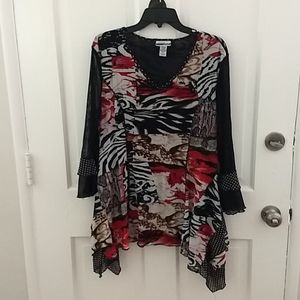 Mixed Fabric Tunic Top XL
